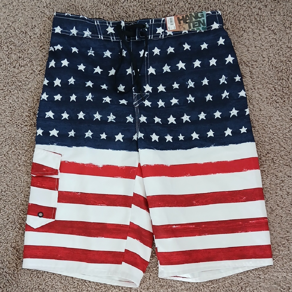 Hang Ten Men's American Flag Swim Shorts in a size Large